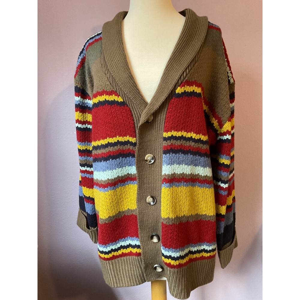 OC Order Plus Brown Striped V-Neck Sweater Size‎ XL New